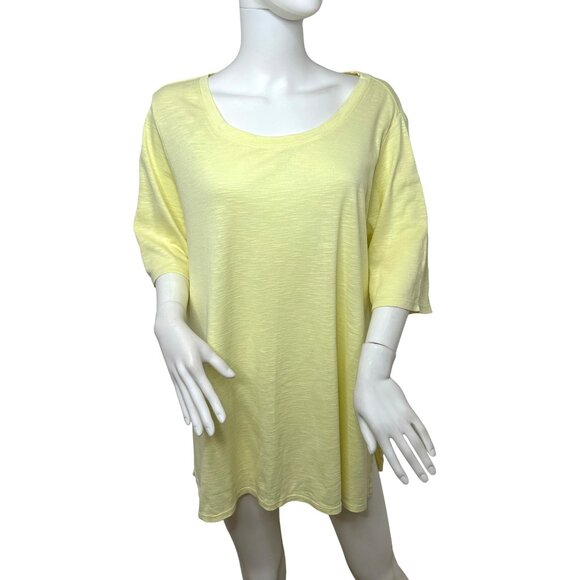 J. Jill Tunic Top Yellow XL Pima Cotton Scoop Neck T-Shirt Casual Work Travel - Picture 1 of 7
